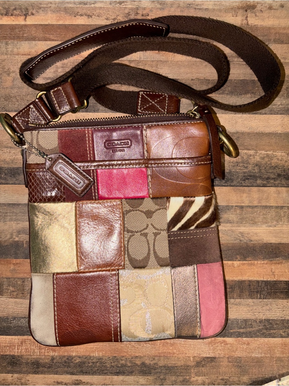 COACH Patchwork Leather Crossbody Bag - Multicolor- Certificate of Authenticity